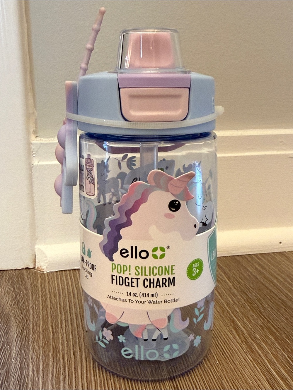 [NWT] New with tags! Ello Colby Kids Unicorn Plastic Water Bottle w/ charm 14 oz